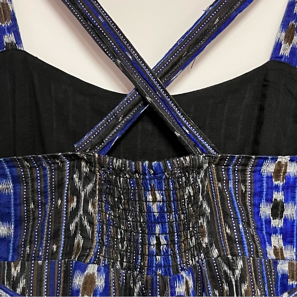 Topshop Women’s Southwest Aztec Textured Dress Size 6 Pockets Cris Cross Back - Picture 10 of 14